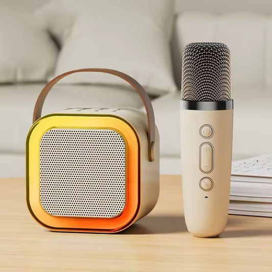 Prijenosni Bežični Zvučnik s LED Osvjetljenjem, Zvukom i Bežičnim Mikrofonom Karaoke BT