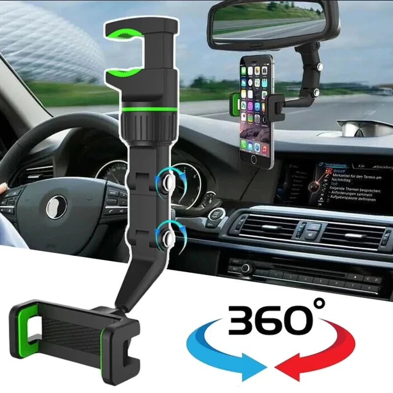 Višenamjenski držač za telefon u automobilu, rotirajući 360*, na uvlačenje, za ogledalo