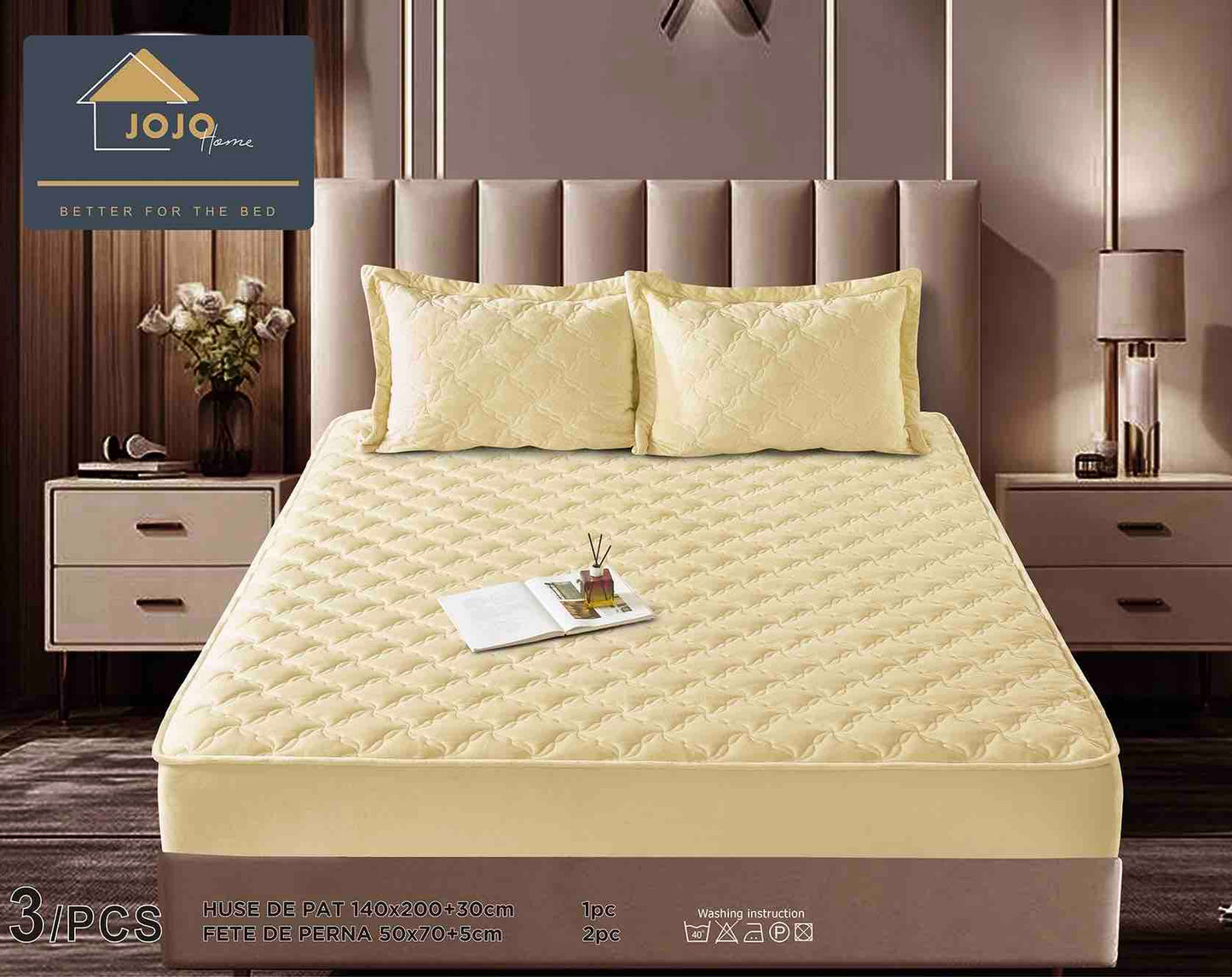 Set Navlake za Krevet od Baršuna s Elastičnom Trakom, 140 x 200cm i 2 Navlake za Jastučiće 50 x 70cm