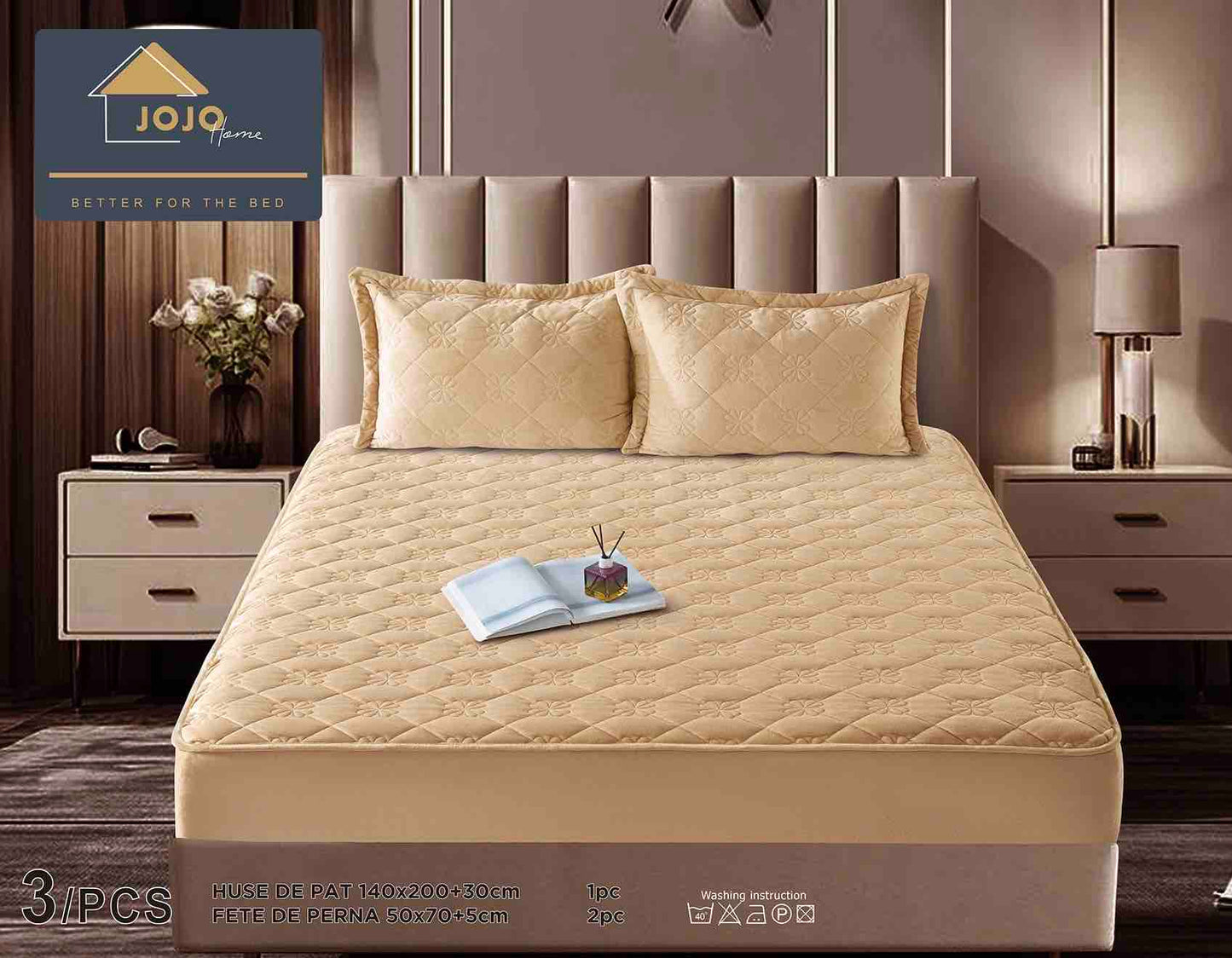 Set Navlake za Krevet od Baršuna s Elastičnom Trakom, 140 x 200cm i 2 Navlake za Jastučiće 50 x 70cm