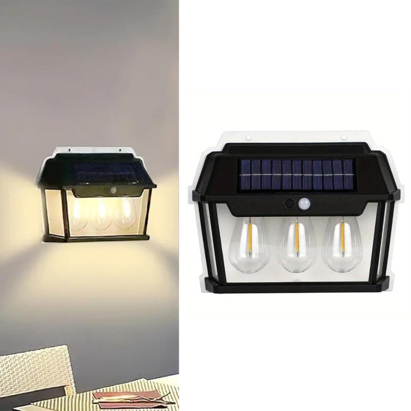 Set od 4 x Solarna Vanjska Svjetiljka Tipa Lampiona, s 3 Žarulje, Senzorom Pokreta, 38W