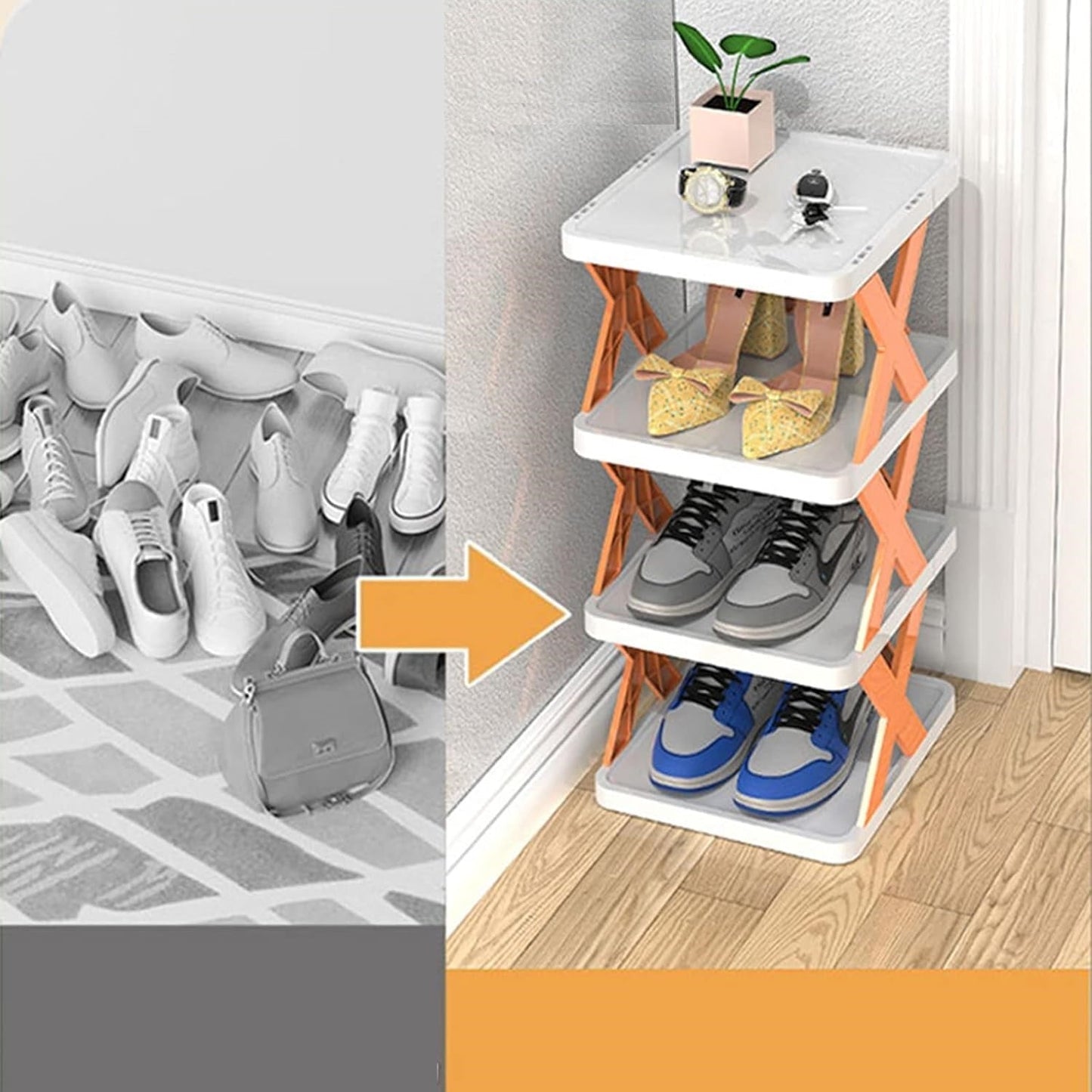 Četverosložna modularna cipela, bijela s narančastim/zelenim