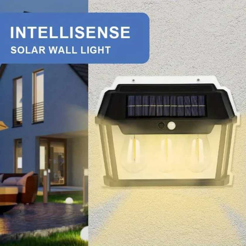 Set od 4 x Solarna Vanjska Svjetiljka Tipa Lampiona, s 3 Žarulje, Senzorom Pokreta, 38W