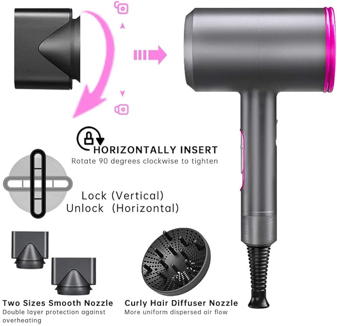 Ionički Fen za Kosu - Pristupačna Alternativa Dyson Supersonic, 1800W, Kompaktno i Lakše