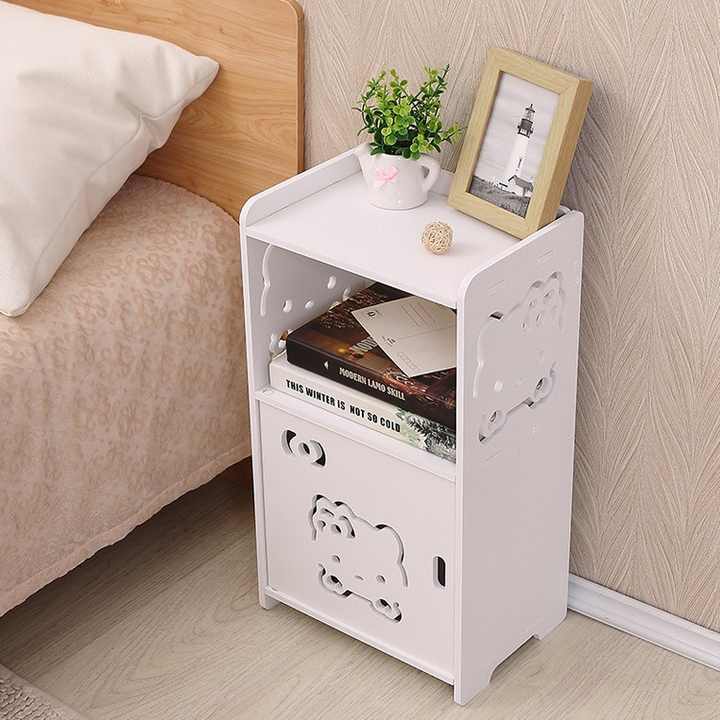 Bijela komoda s policom, foteljom i zatvorenim ladicama - 47 x 25 x 19 cm