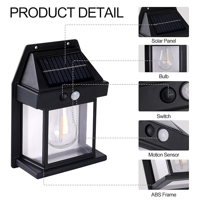 Sex 5 x Solarni Zidni Lampion s Senzorom Pokreta, 18W