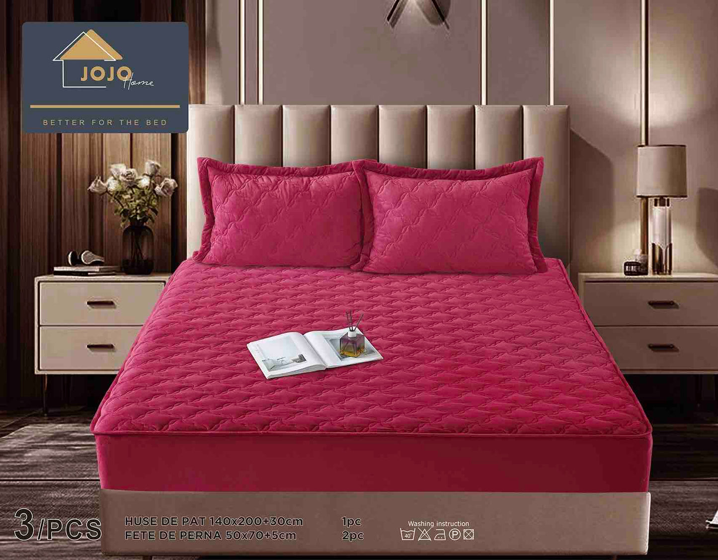 Set Navlake za Krevet od Baršuna s Elastičnom Trakom, 140 x 200cm i 2 Navlake za Jastučiće 50 x 70cm