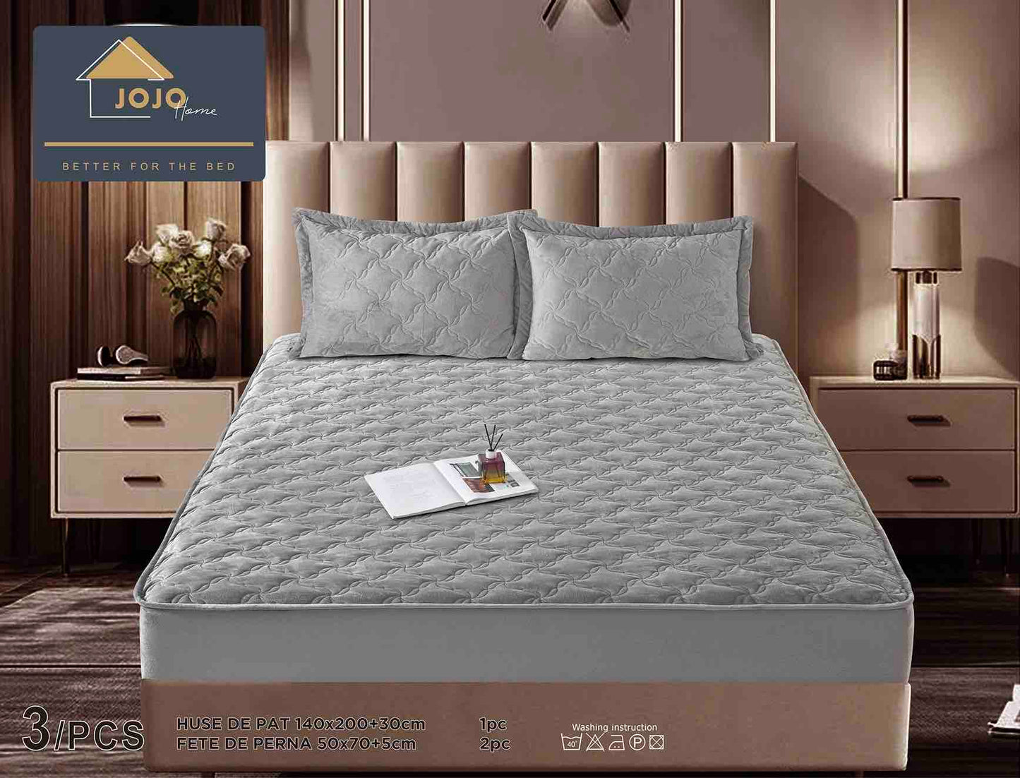 Set Navlake za Krevet od Baršuna s Elastičnom Trakom, 140 x 200cm i 2 Navlake za Jastučiće 50 x 70cm