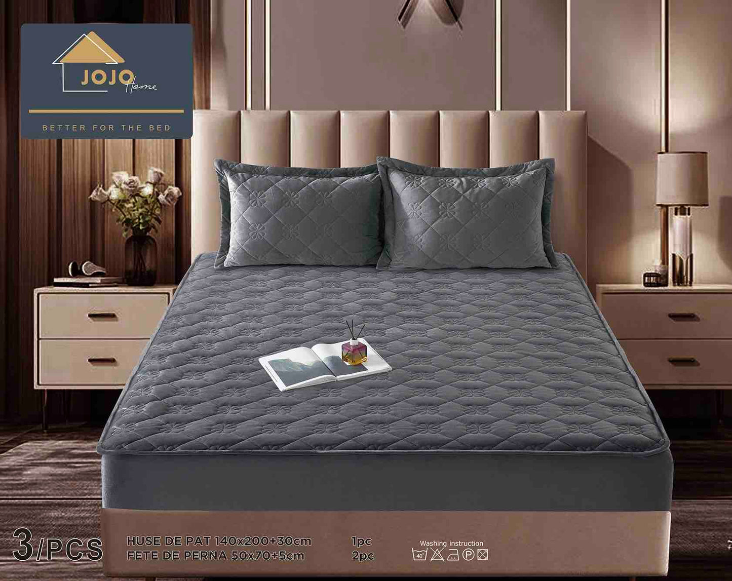Set Navlake za Krevet od Baršuna s Elastičnom Trakom, 140 x 200cm i 2 Navlake za Jastučiće 50 x 70cm