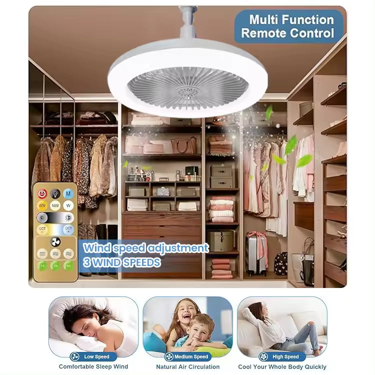 STROPNI VENTILATOR S DALJINSKIM UPRAVLJAČEM I SVJETLOM 30W LED LAMPA FAN SMART