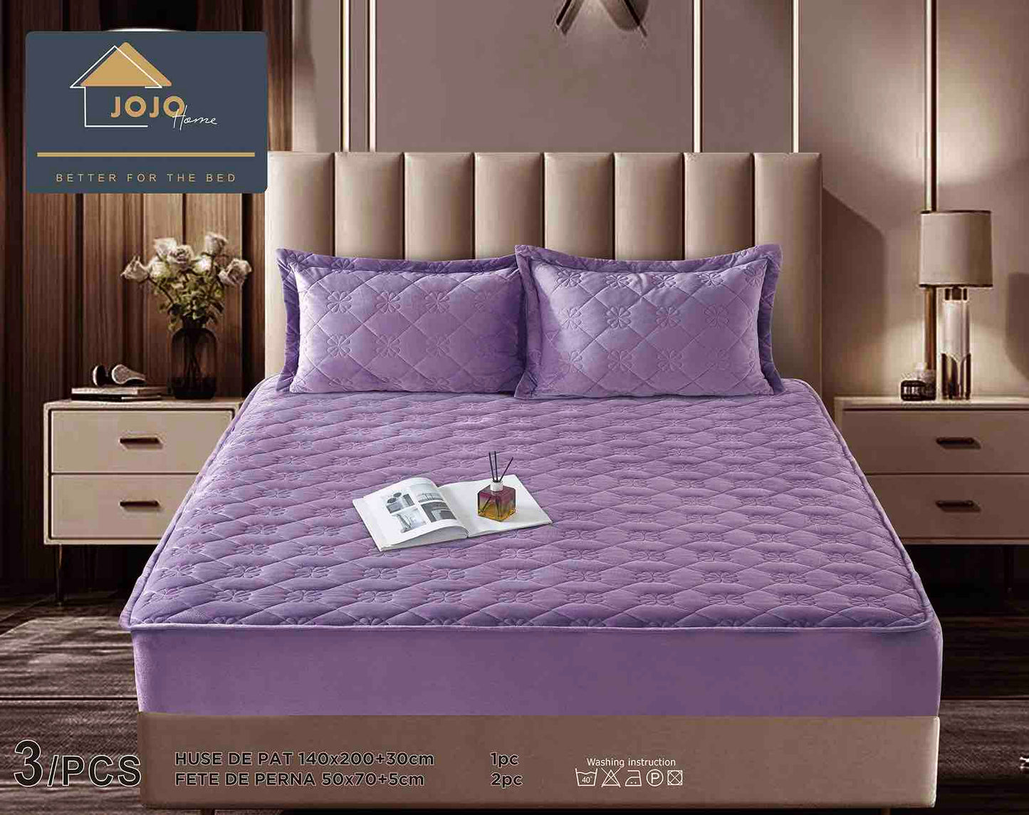 Set Navlake za Krevet od Baršuna s Elastičnom Trakom, 140 x 200cm i 2 Navlake za Jastučiće 50 x 70cm