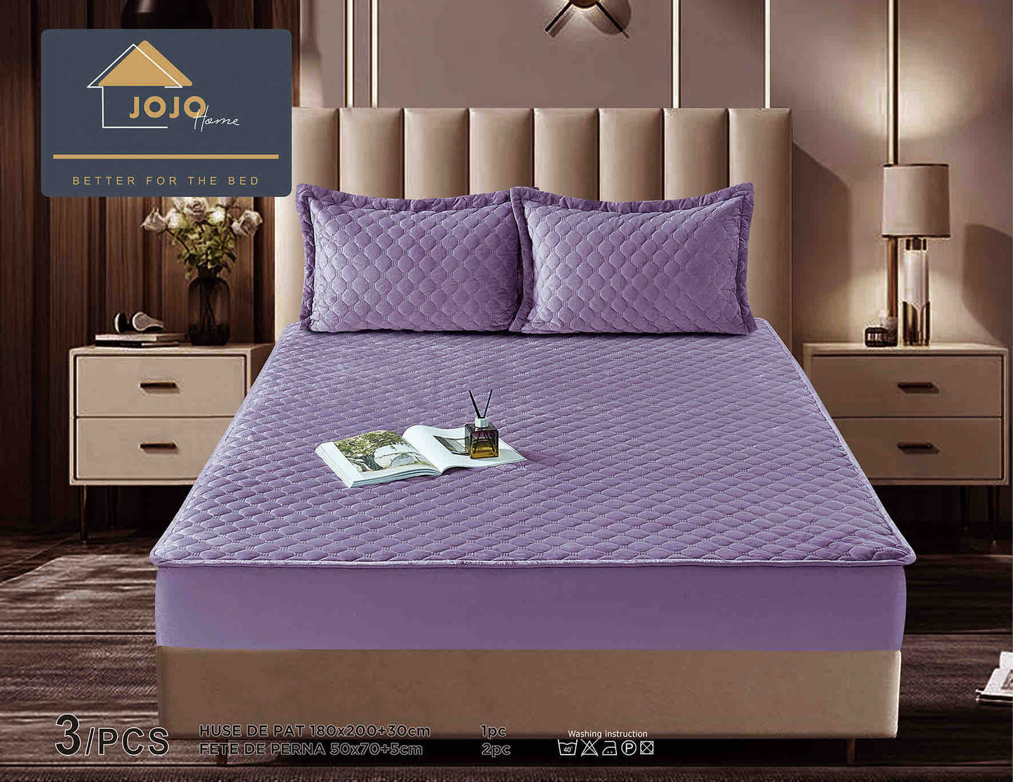 Set Navlake za Krevet od Baršuna s Elastičnom Trakom, 180 x 200cm i 2 Navlake za Jastučiće 50 x 70cm