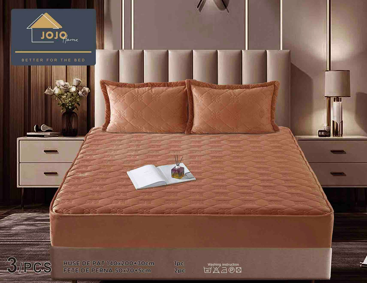 Set Navlake za Krevet od Baršuna s Elastičnom Trakom, 140 x 200cm i 2 Navlake za Jastučiće 50 x 70cm
