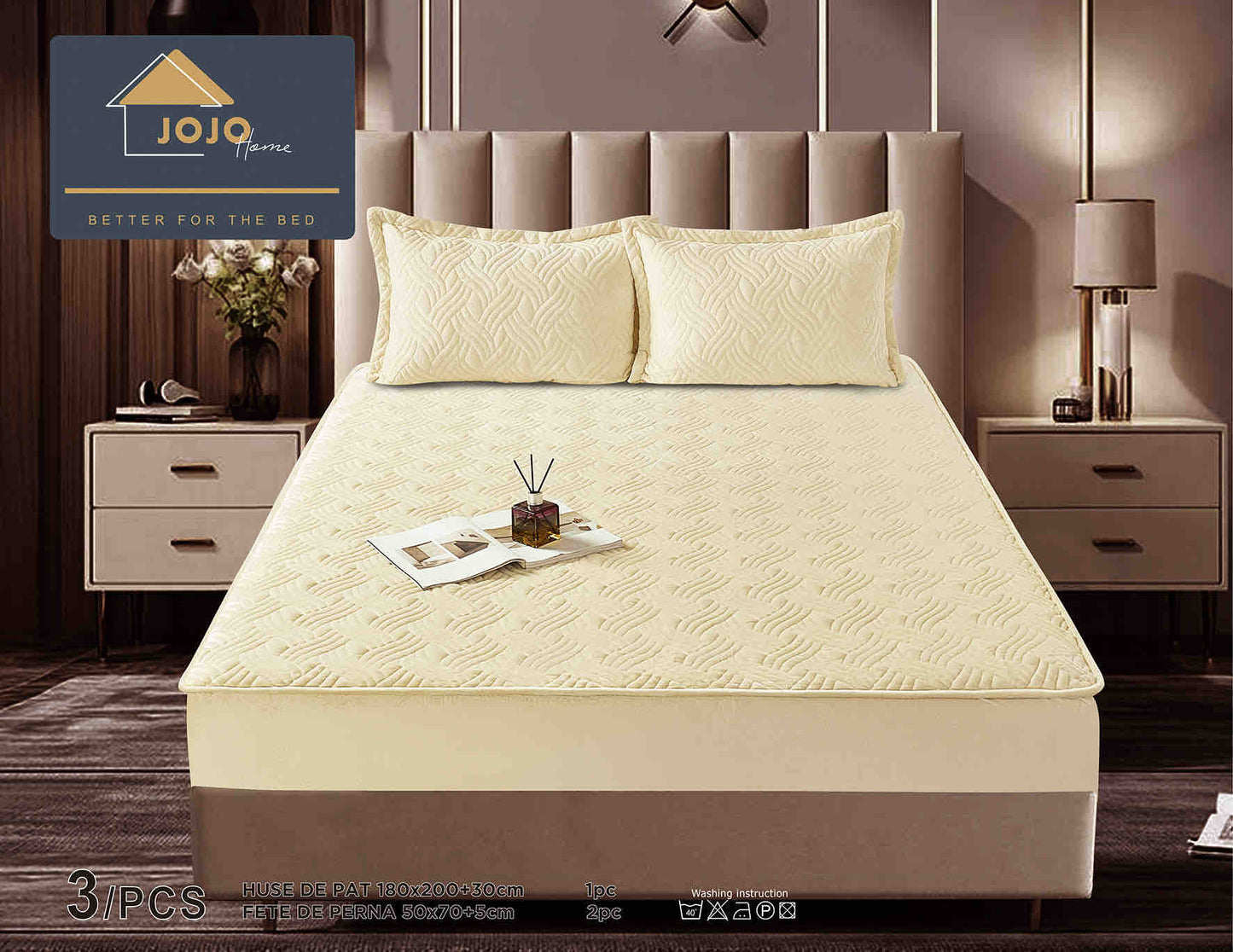 Set Navlake za Krevet od Baršuna s Elastičnom Trakom, 180 x 200cm i 2 Navlake za Jastučiće 50 x 70cm