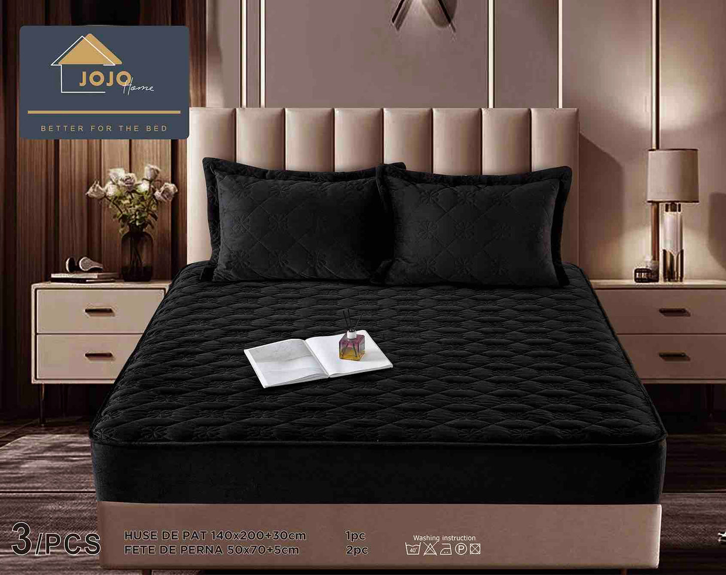 Set Navlake za Krevet od Baršuna s Elastičnom Trakom, 140 x 200cm i 2 Navlake za Jastučiće 50 x 70cm