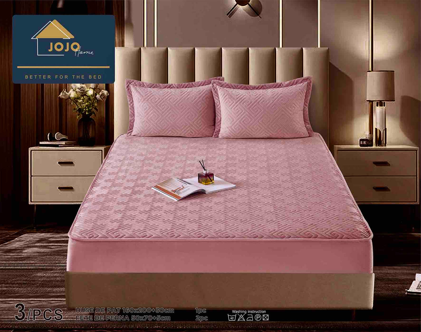 Set Navlake za Krevet od Baršuna s Elastičnom Trakom, 160 x 200cm i 2 Navlake za Jastučiće 50 x 70cm