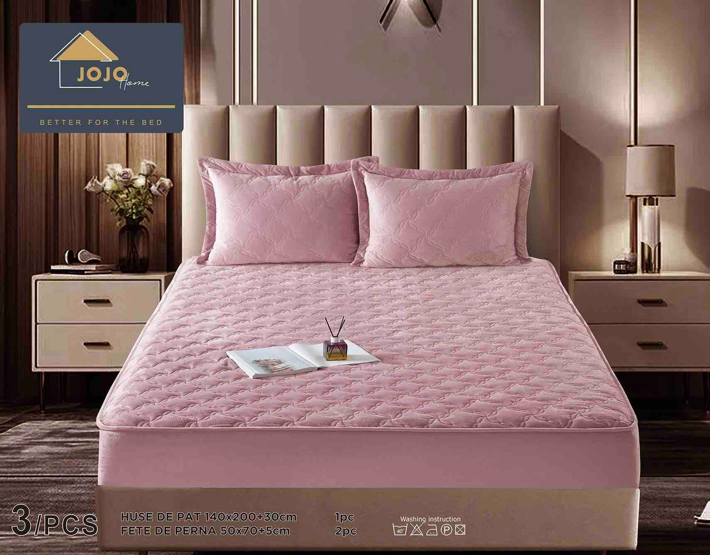 Set Navlake za Krevet od Baršuna s Elastičnom Trakom, 140 x 200cm i 2 Navlake za Jastučiće 50 x 70cm
