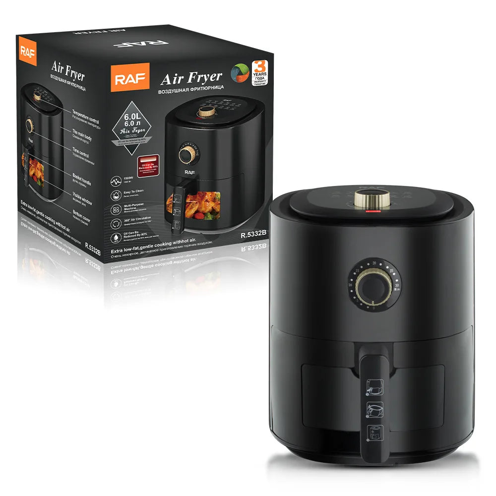 Ponuda: Air Fryer Kapacitet 6L, 1500W, Cirkulacija Zraka 360° + Set 50 Papira za Pečenje za AirFryer