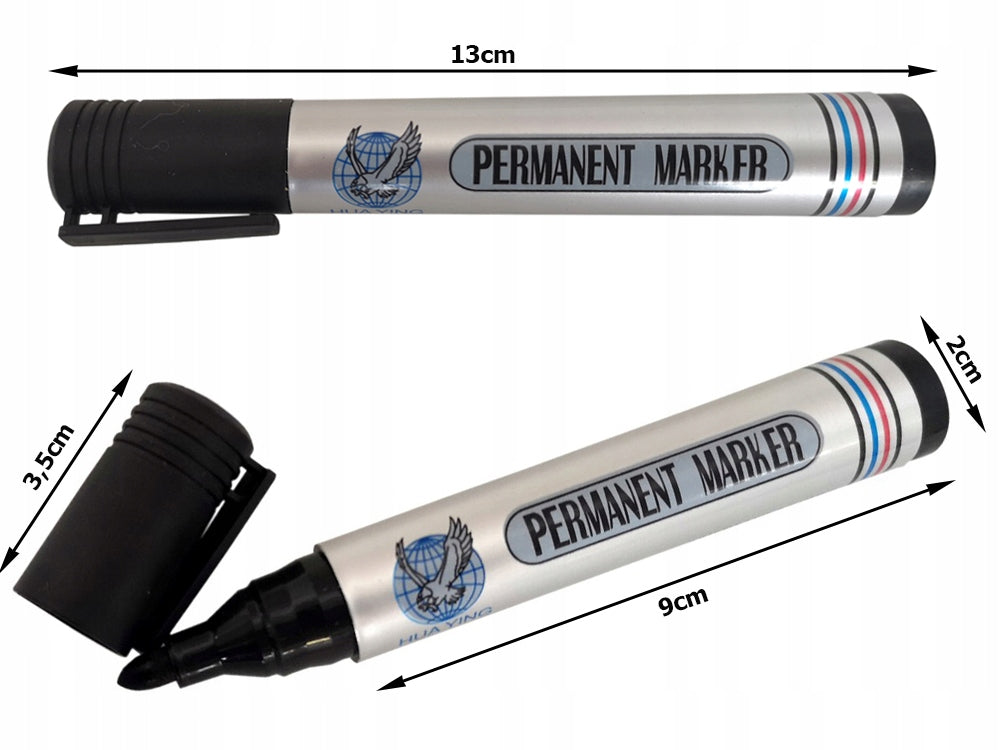 Set 3 Crnih Vodootpornih Permanentnih Markera - Okrugla Glava