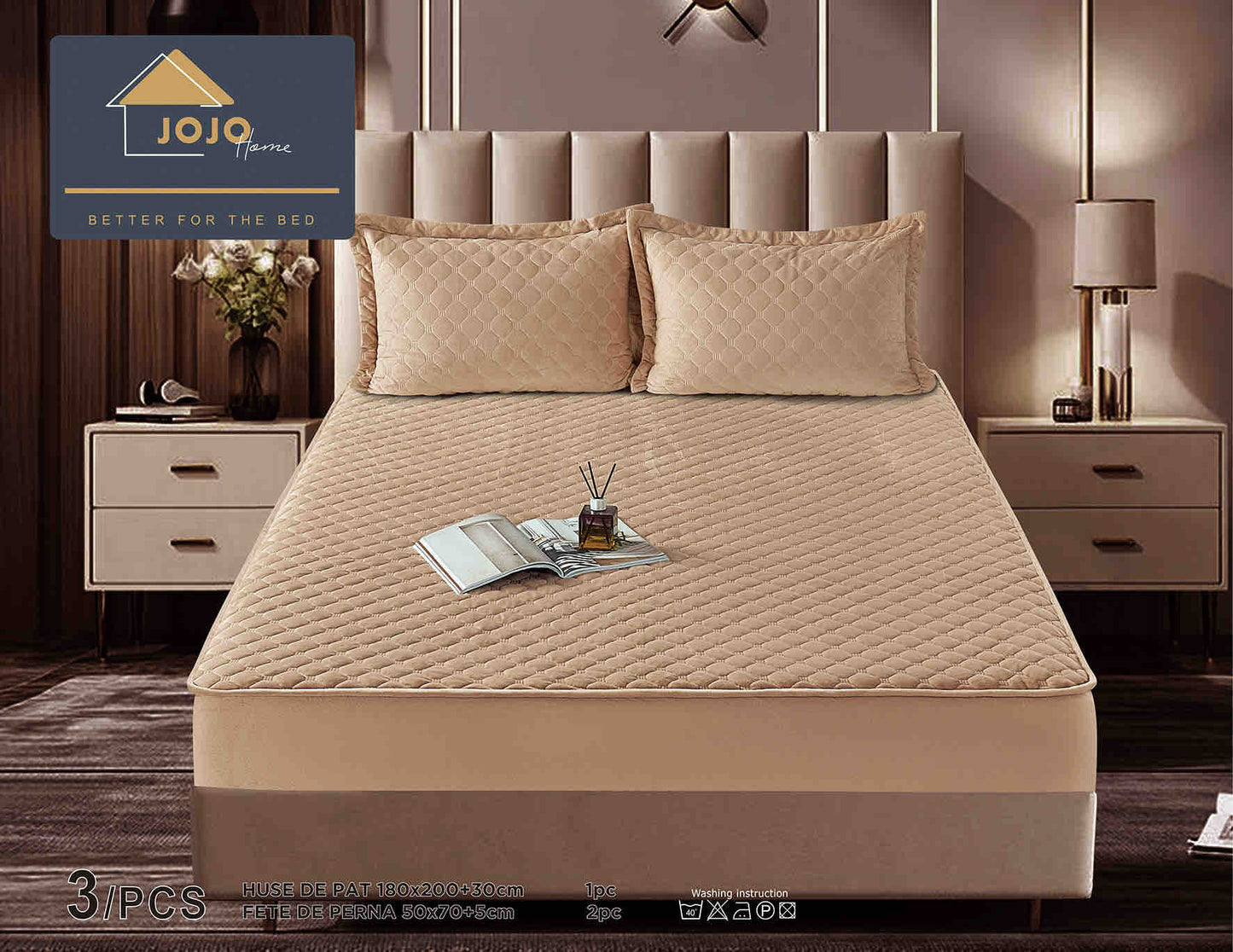 Set Navlake za Krevet od Baršuna s Elastičnom Trakom, 180 x 200cm i 2 Navlake za Jastučiće 50 x 70cm