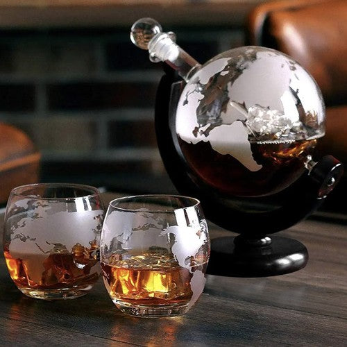 Darovni Set Globusa za Whiskey s Dva Deluxe Čaša