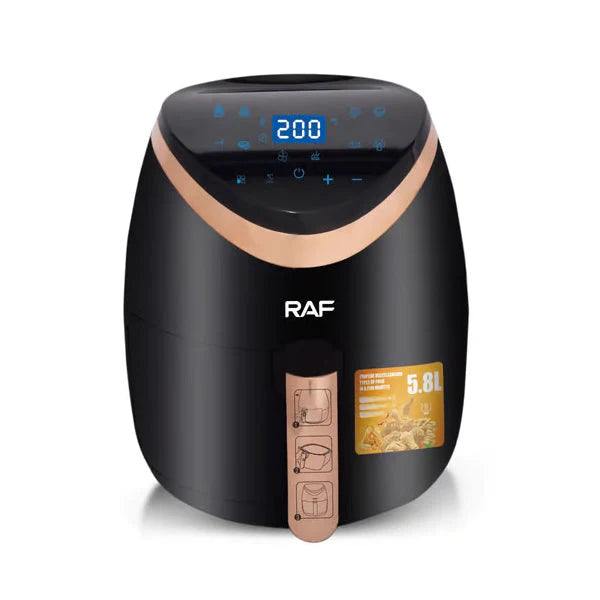 Ponuda: Air Fryer Deluxe Kapacitet 5.8L, 1500W, Cirkulacija Zraka 360°, Dodirni Ekran + Set 50 Papira za Pečenje za AirFryer