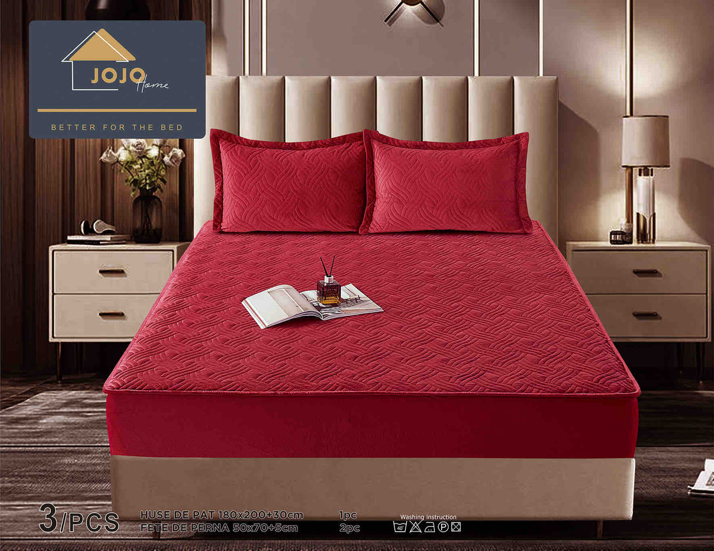 Set Navlake za Krevet od Baršuna s Elastičnom Trakom, 180 x 200cm i 2 Navlake za Jastučiće 50 x 70cm