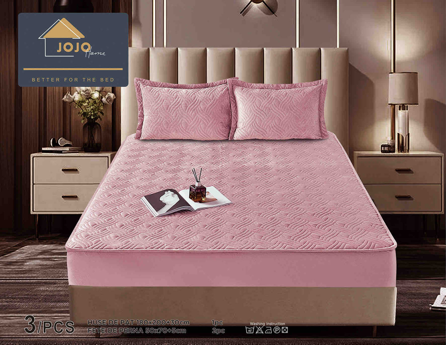 Set Navlake za Krevet od Baršuna s Elastičnom Trakom, 180 x 200cm i 2 Navlake za Jastučiće 50 x 70cm