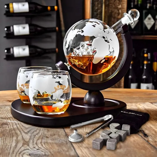 Darovni Set Globusa za Whiskey s Dva Deluxe Čaša