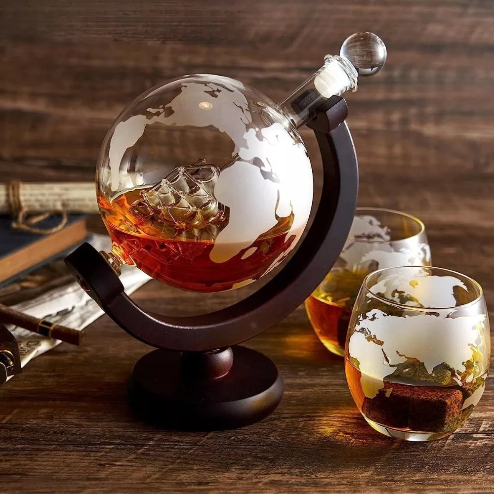 Darovni Set Globusa za Whiskey s Dva Deluxe Čaša