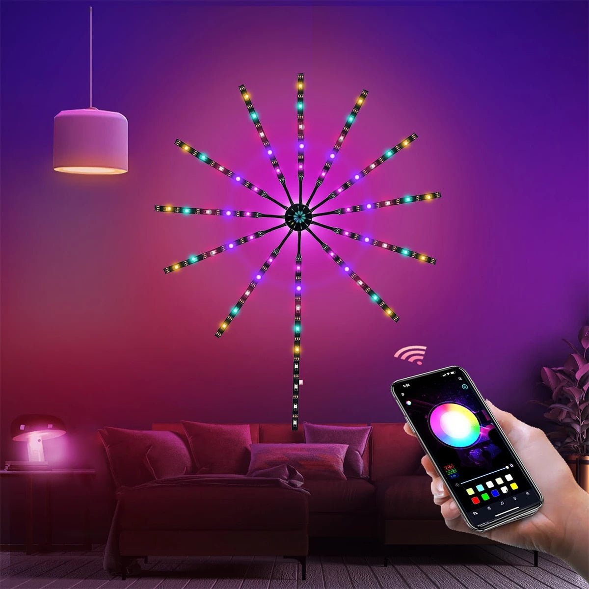 Pametni vatromet tipa LED svjetla, RGB, glazba, daljinski upravljač i upravljanje pametnim telefonom, višebojno