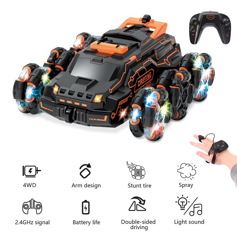Automobil s daljinskim upravljanjem i upravljanjem gestama, 6 kotača, transformabilan, Stunt Car