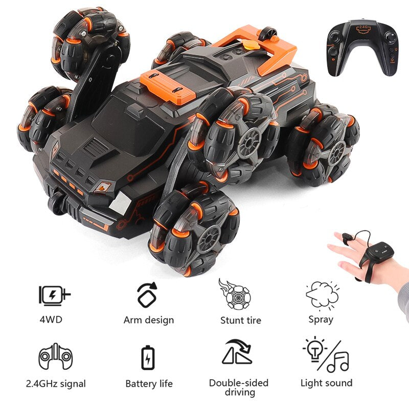 Automobil s daljinskim upravljanjem i upravljanjem gestama, 6 kotača, transformabilan, Stunt Car