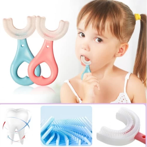Set od 3 x silikonske četkice za zube u obliku slova U za bebe, 2-6 godina
