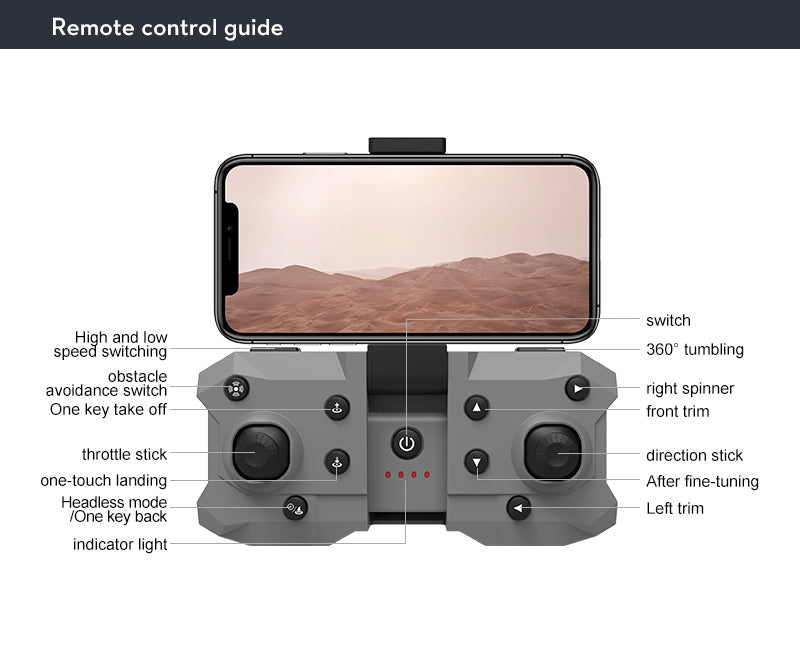 Mini dron s jednom kamerom, Quadcopter za izbjegavanje prepreka, Wi-Fi, 360°, 4K, narančasta