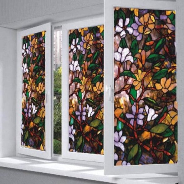 Folija za staklo, 45 x 300 cm, cvjetni uzorak