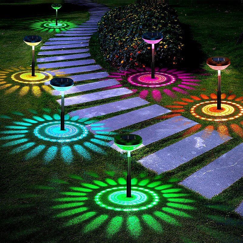 Set od 2 LED svjetiljke s 2 načina osvjetljenja, solarno punjenje, za vrt, IP67 vodootporan