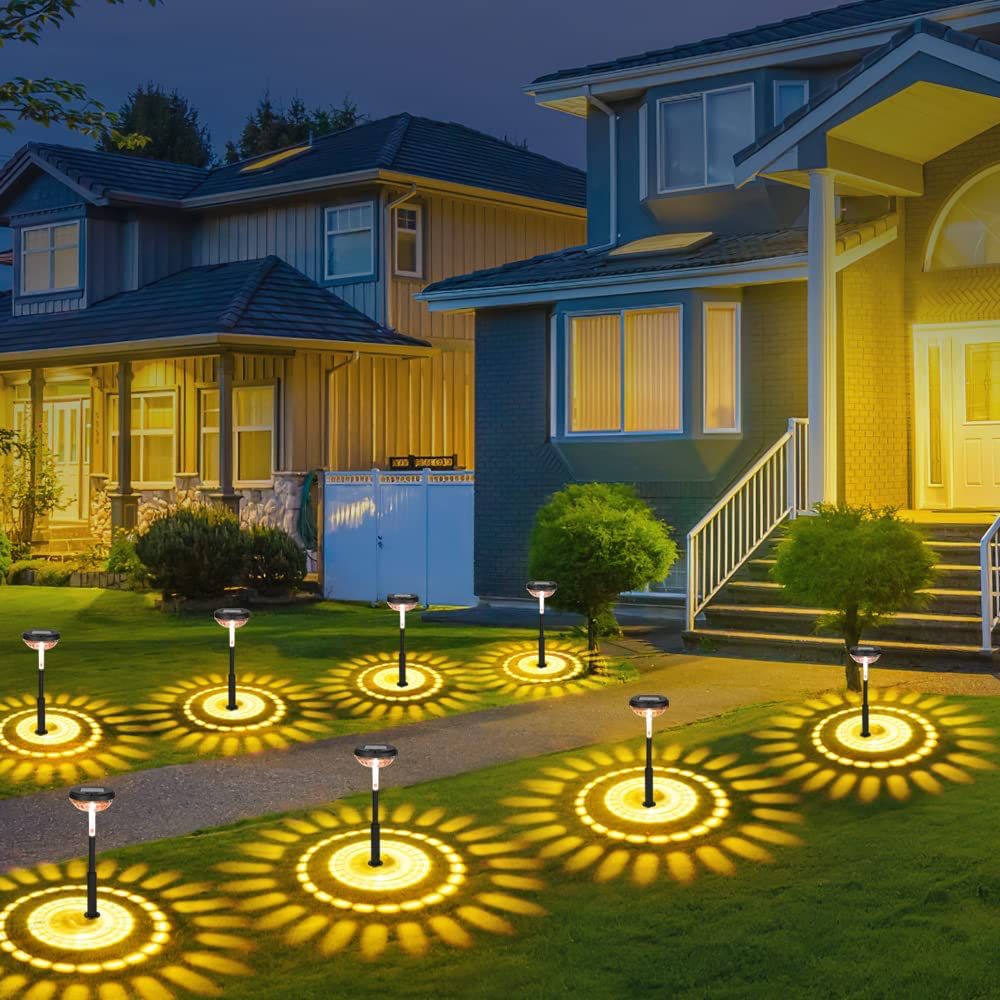 Set od 2 LED svjetiljke s 2 načina osvjetljenja, solarno punjenje, za vrt, IP67 vodootporan