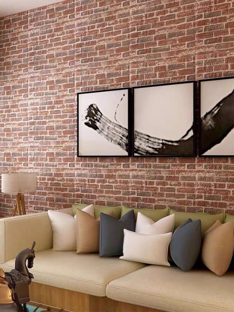 Samoljepljiva tapeta s teksturom cigle, 77 x 70 cm, 3D mekana pjena