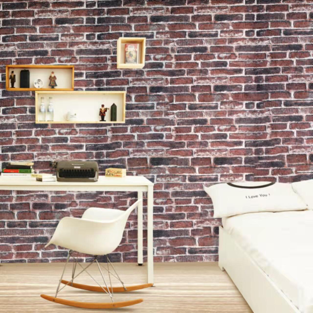 Samoljepljiva tapeta s teksturom cigle, 77 x 70 cm, 3D mekana pjena