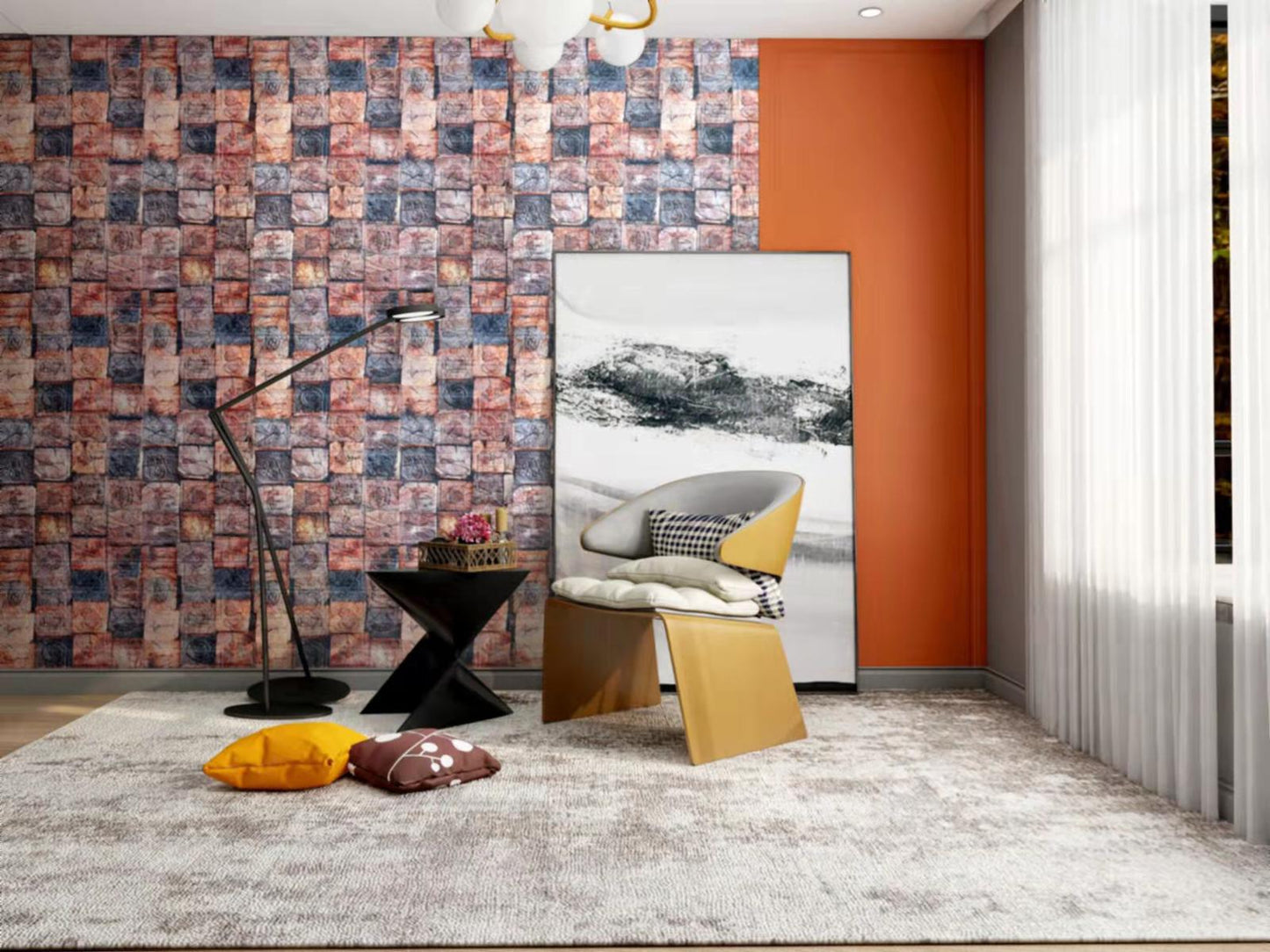 Samoljepljiva tapeta s teksturom cigle, 77 x 70 cm, 3D mekana pjena