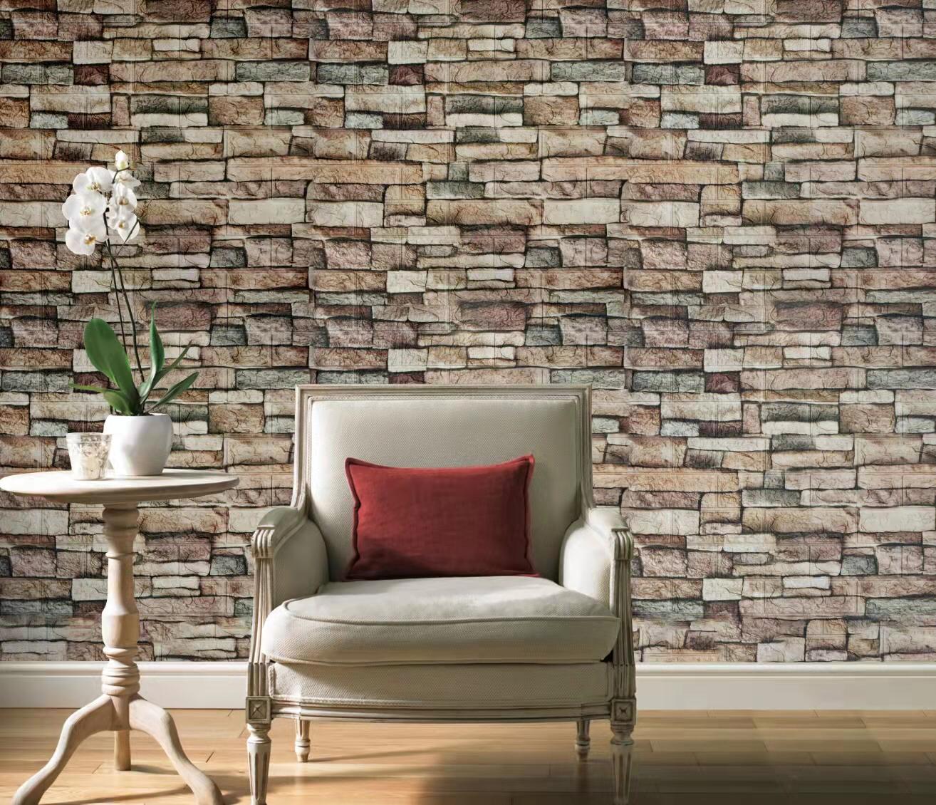 Samoljepljiva tapeta s teksturom cigle, 77 x 70 cm, 3D mekana pjena