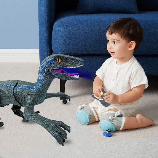 Velociraptor Hodajući Velociraptor s daljinskim upravljačem, figurica dinosaura sa svjetlima i zvukom, siva, +6 godina
