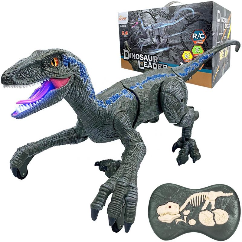 Velociraptor Hodajući Velociraptor s daljinskim upravljačem, figurica dinosaura sa svjetlima i zvukom, siva, +6 godina