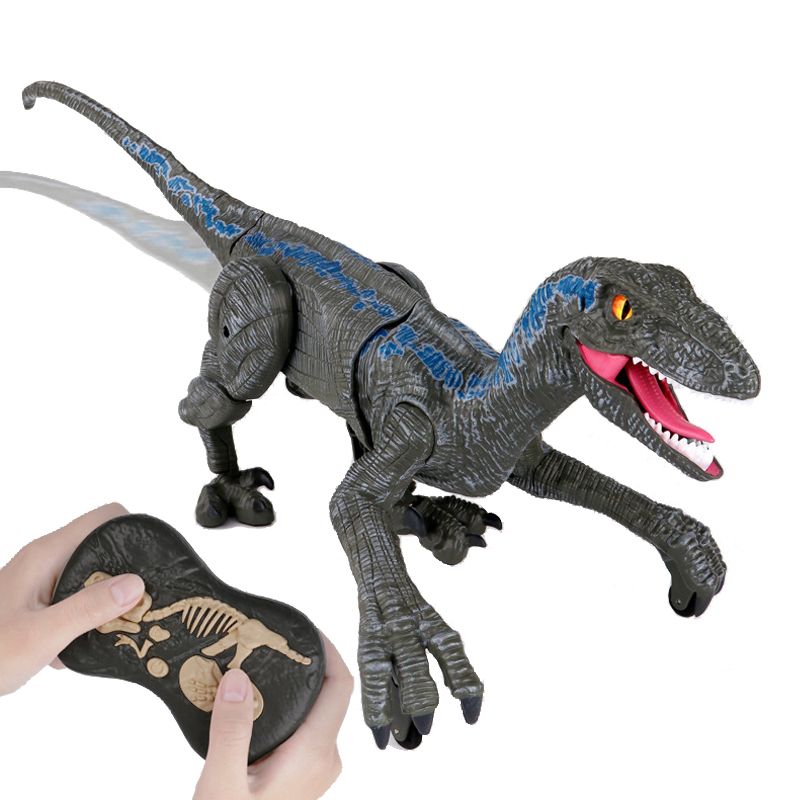 Velociraptor Hodajući Velociraptor s daljinskim upravljačem, figurica dinosaura sa svjetlima i zvukom, siva, +6 godina