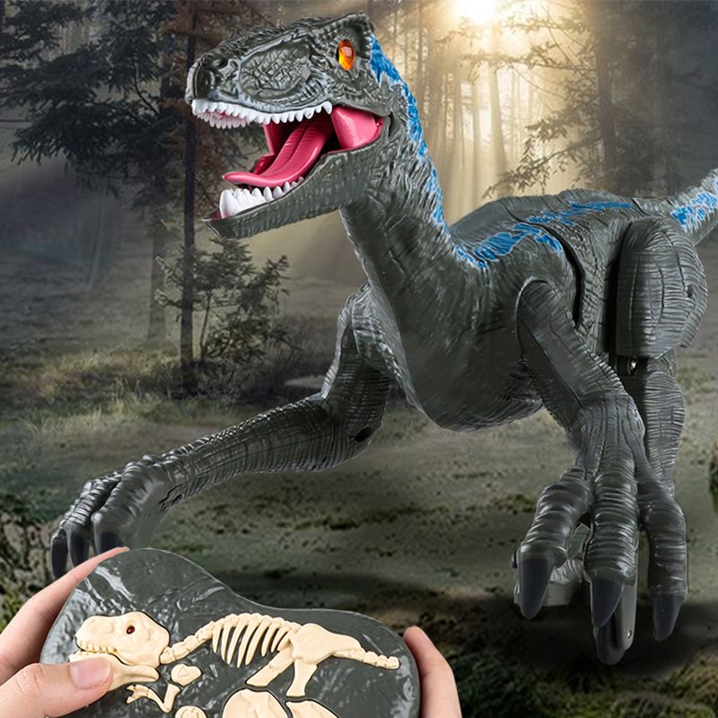 Velociraptor Hodajući Velociraptor s daljinskim upravljačem, figurica dinosaura sa svjetlima i zvukom, siva, +6 godina