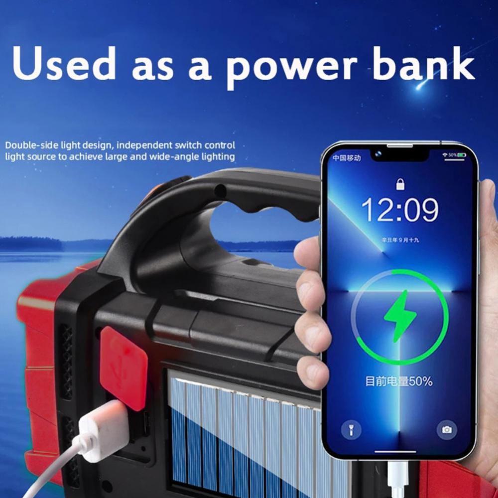 Prijenosna LED svjetiljka, sa solarnim punjenjem, USB, crvena