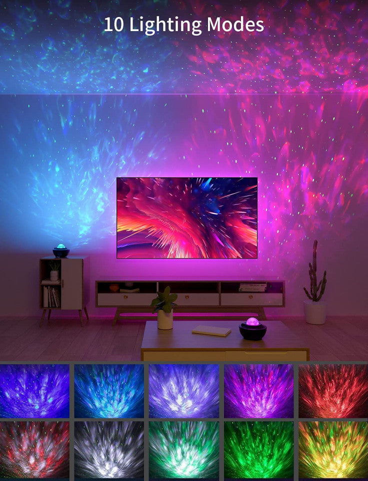 LED projektor 'Galaxy Projector' sa zvučnikom i daljinskim upravljačem, crni