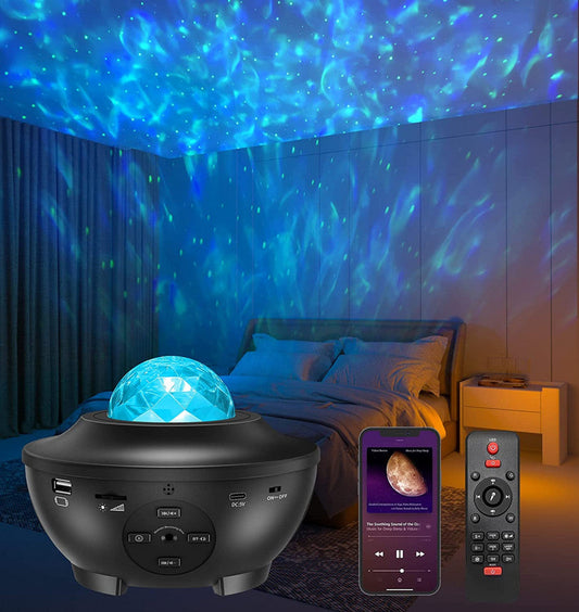LED projektor 'Galaxy Projector' sa zvučnikom i daljinskim upravljačem, crni