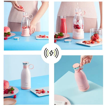 Mini električni blender s bežičnim punjenjem, prijenosni, višenamjenski, 350 ml, 20000 okretaja u minuti, svježi sok, bijeli